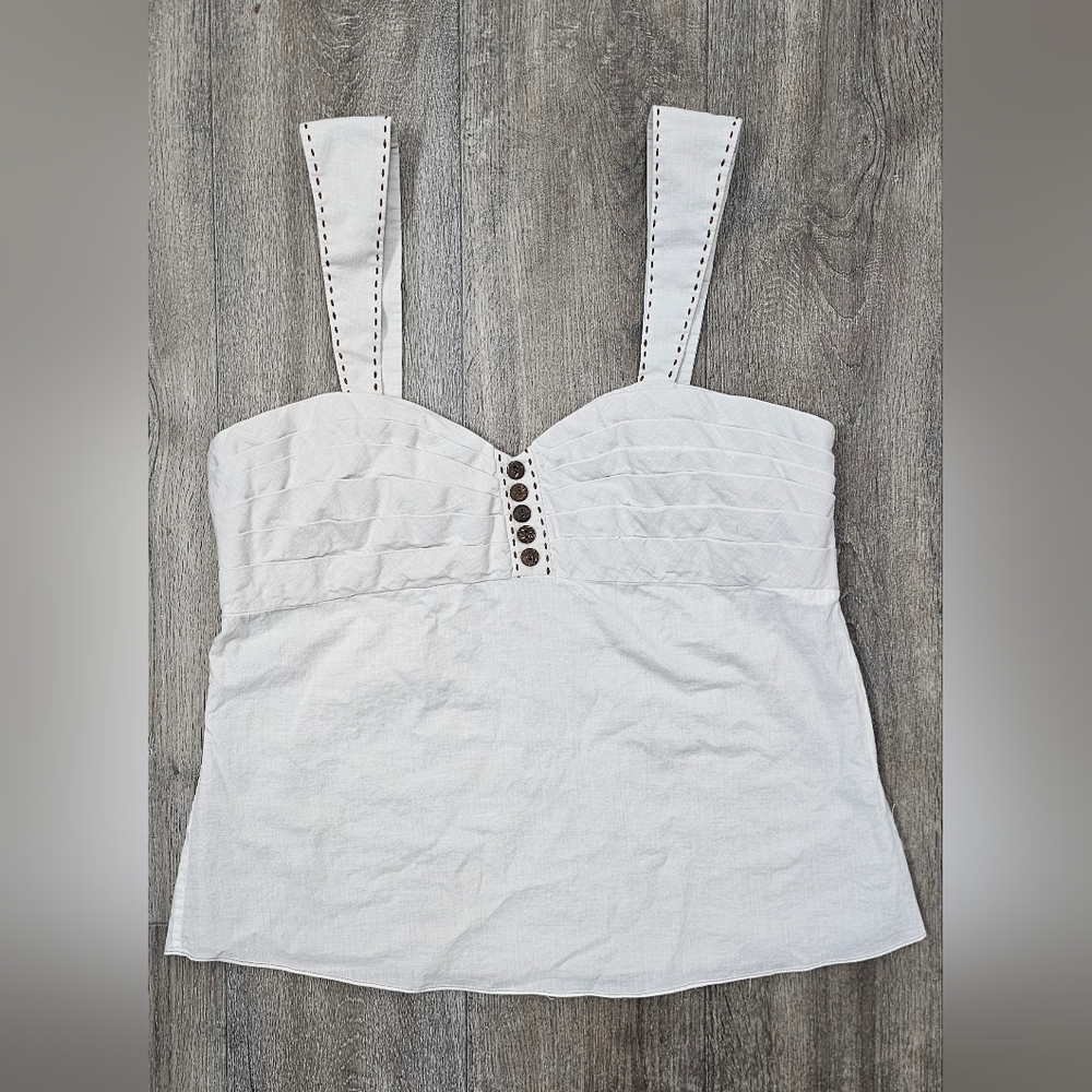 Tibi Cream Tank Top with Button Detail-Size 8